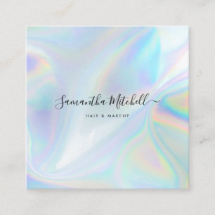 Holographic QR Code Beautician Salon Handmade Square Business Card
