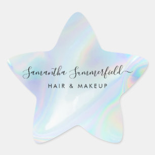 Holographic QR Code Beautician Salon Handmade Star Sticker