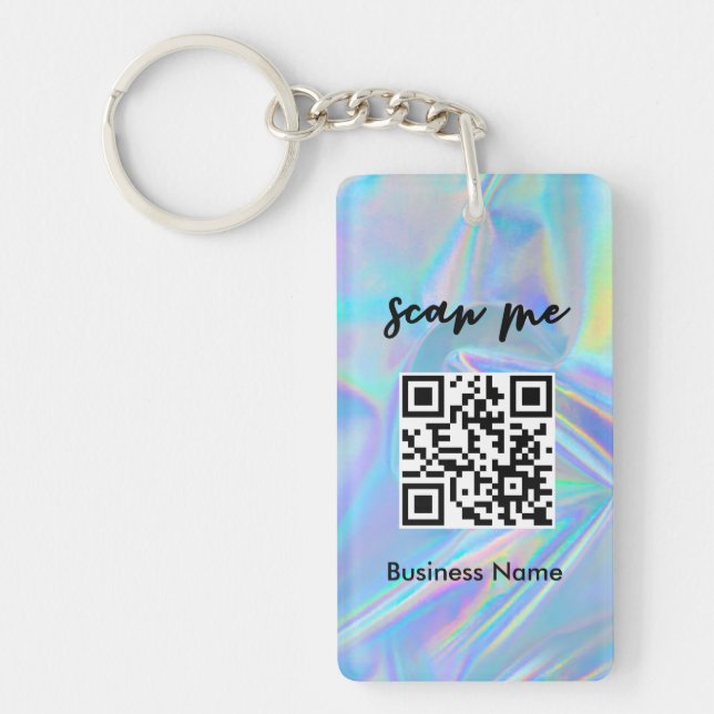 Holographic QR Code Business Card Your Logo Key Ring (Front)