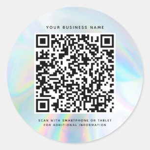Holographic QR Code Business Custom Classic Round Sticker