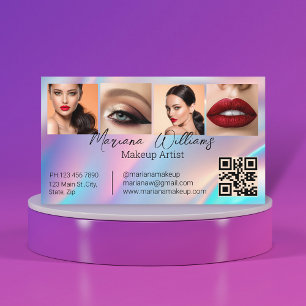 holographic qr code makeup artist 4 photos beauty business card