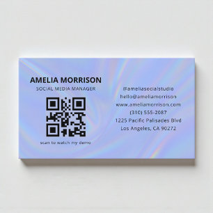 Holographic QR Code Minimalist Professional Business Card