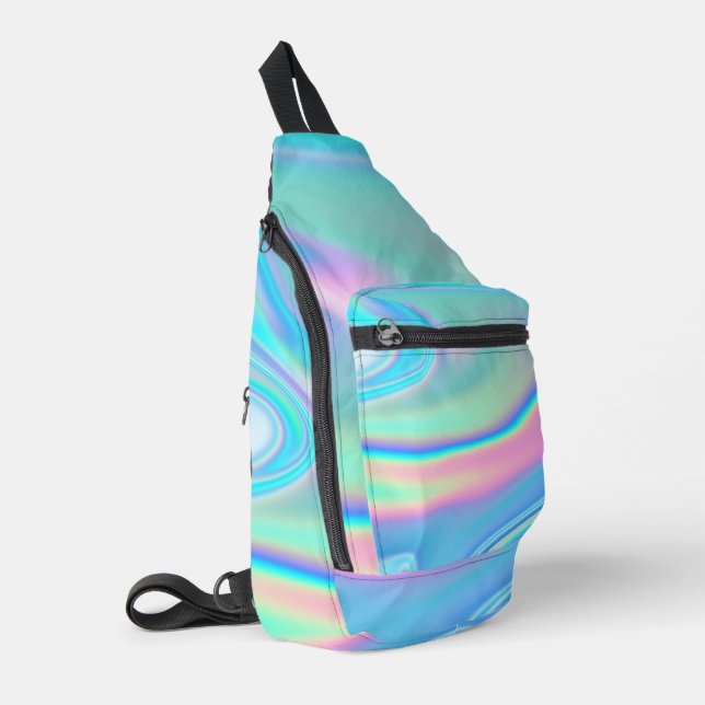 Holographic Rainbow Abstract Sling Bag (Left Corner)