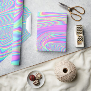 HOLOGRAPHIC RAINBOW COLORFUL UNICORN PASTEL WRAPPING PAPER