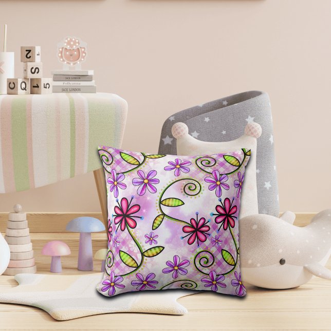 Holographic Rainbow Floral Collage Cushion (Creator Uploaded)