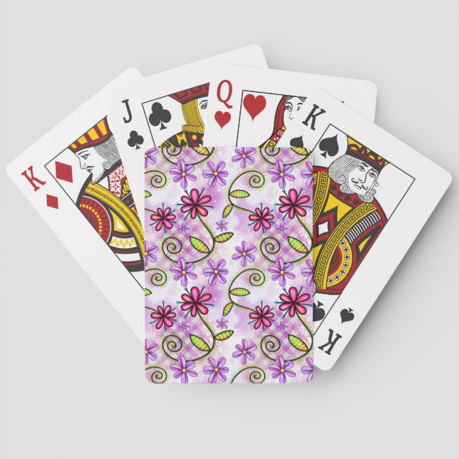Holographic Rainbow Floral Collage Playing Cards (Back)