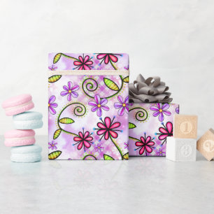 Holographic Rainbow Floral Collage Wrapping Paper
