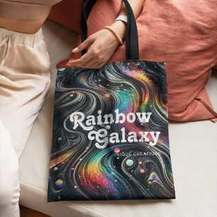 Holographic Rainbow Glitter 70s Galactic Creative Tote Bag