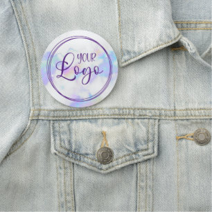 Holographic Rainbow Marble Purple Circular Logo Name Tag