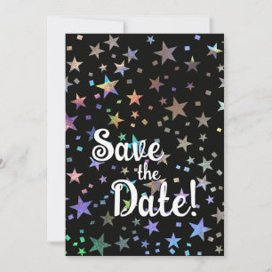 Holographic Rainbow Stars Gay Pride Wedding  Save The Date