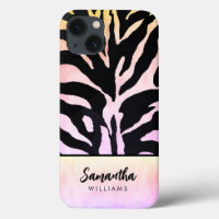 Holographic Rainbow Zebra Print Personalised