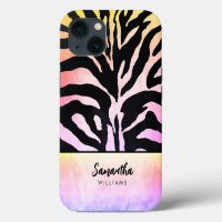 Holographic Rainbow Zebra Print Personalised