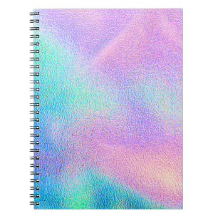 Holographic real texture in blue pink green colour notebook