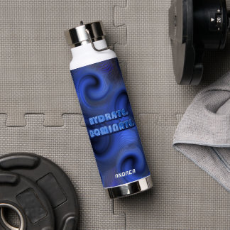 Holographic Retro Swirl Blue Neon Fitness 2026 Gym Water Bottle