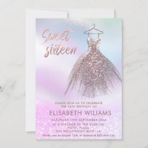 Holographic rose gold dress glittery ombre Invit Invitation