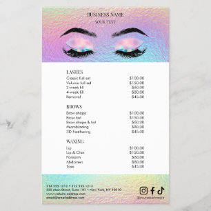 Holographic Salon Price List Menu