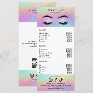 Holographic Salon Price List Menu