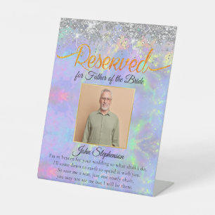 Holographic Save A Seat Photo Wedding Memorial Pedestal Sign