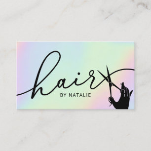 Holographic Scissor & Hand Hairstylist Hair Salon Business Card
