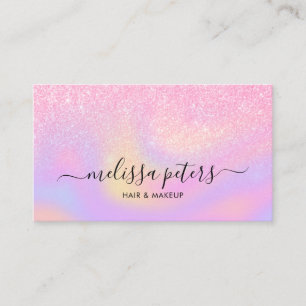 Holographic Script Modern Glam Glitter Business Card