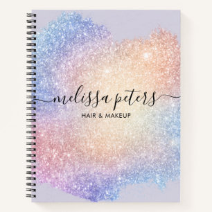 Holographic Script Modern Glitter Sparkle Business Notebook