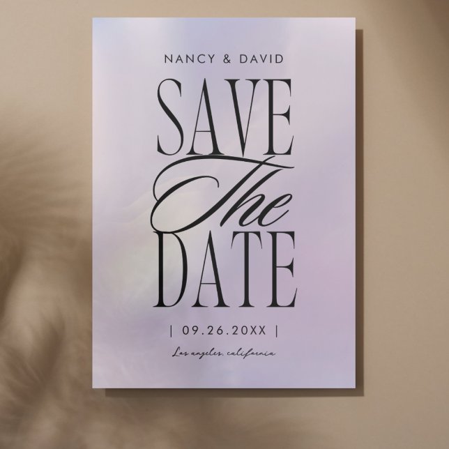 Holographic Script Typography Wedding Save The Date (Creator Uploaded)