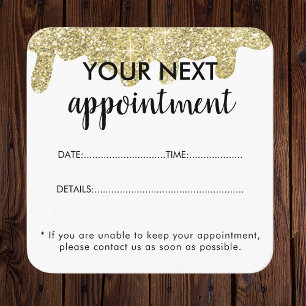 Holographic Signature Modern Glam Gold Glitter Appointment Card