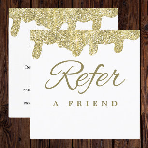 Holographic Signature Modern Glam Gold Glitter Referral Card