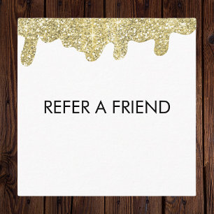 Holographic Signature Modern Glam Gold Glitter Referral Card
