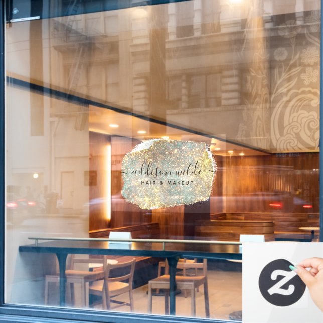 Holographic Signature Script Modern Glam Glitter (Cafe Window)