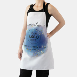 Holographic Signature Script Modern Glam Glitter Apron