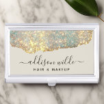 Holographic Signature Script Modern Glam Glitter Business Card Holder<br><div class="desc">Holographic Signature Script Modern Glam Glitter Business Card Case. This design features a classy signature script style font set against a beautiful modern iridescent sparkle background. Perfect for a beauty salon,  hair stylist,  makeup artist,  or cosmetologist.</div>