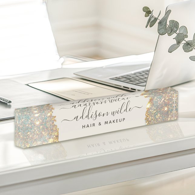 Holographic Signature Script Modern Glam Glitter Nameplate (Creator Uploaded)