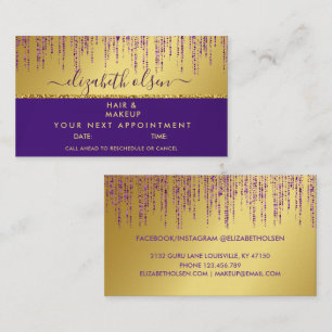 Holographic Signature Script Modern Gold Glitter Appointment Card
