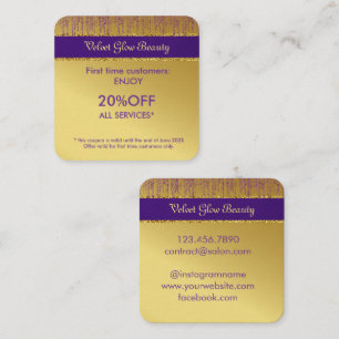 Holographic Signature Script Modern Gold Glitter Discount Card