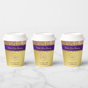 Holographic Signature Script Modern Gold Glitter Paper Cups
