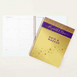 Holographic Signature Script Modern Gold Glitter Planner