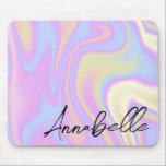 Holographic Signature Script Personalised Name Mouse Pad<br><div class="desc">Elegant Signature Script Personalised Name Mouse Pad. Custom name simple classy calligraphy typography design and holographic abstract colour background.</div>