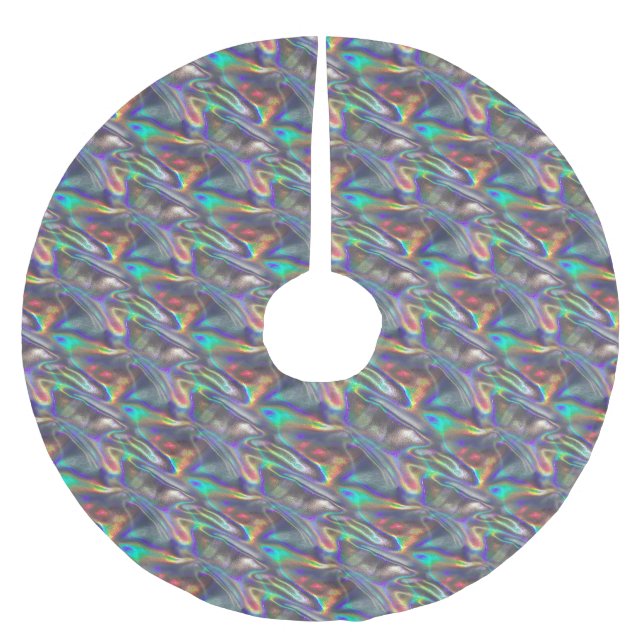 holographic silver xmas christmas tree skirt (Front)