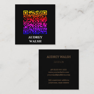 Holographic simply modern Quar code  Square Busine Business Card