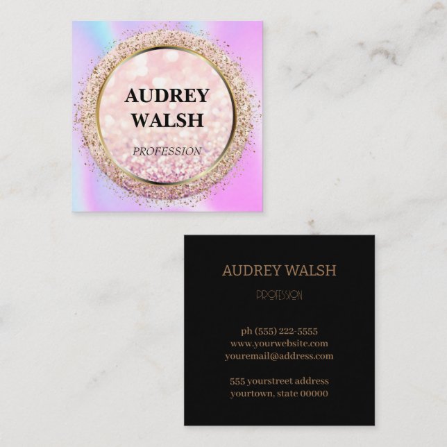 Holographic simply modern square business card (Front/Back)