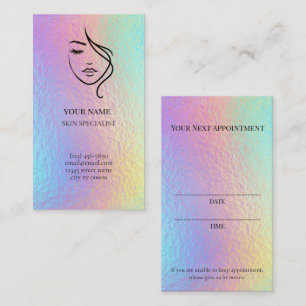 Holographic Skincare & Beauty Appointment Card