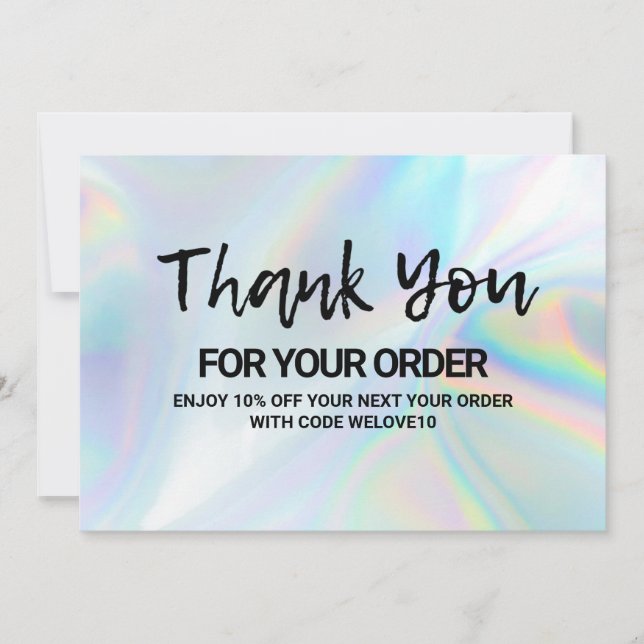 Holographic Small Business Discount Media Insert Thank You Card (Front)