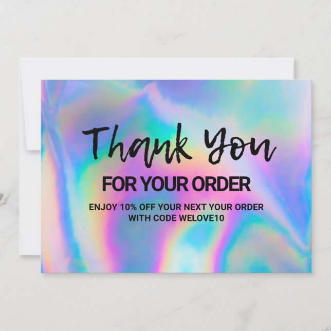 Holographic Small Business Media Insert Thank You Card (Front)