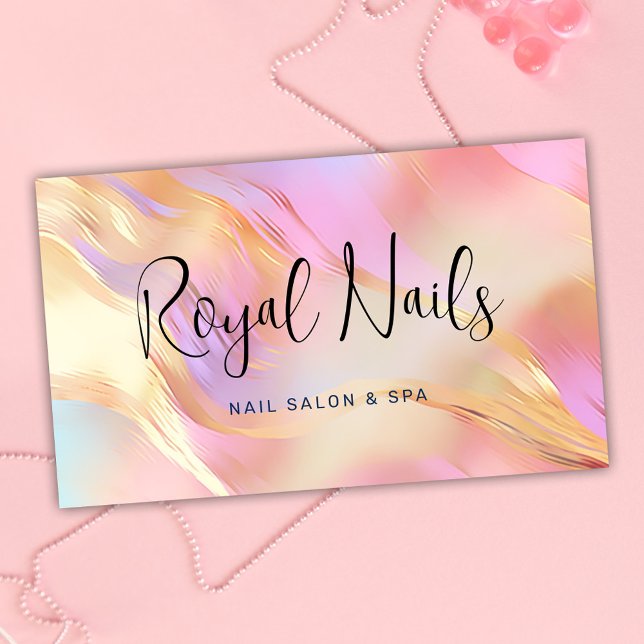 Holographic SPA Nail Salon Makeup Hair Business Card (Holographic SPA Nail Salon Makeup Hair Business Card)