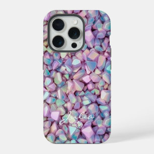 Holographic Stones Pattern Personalised iPhone 15 Pro Case