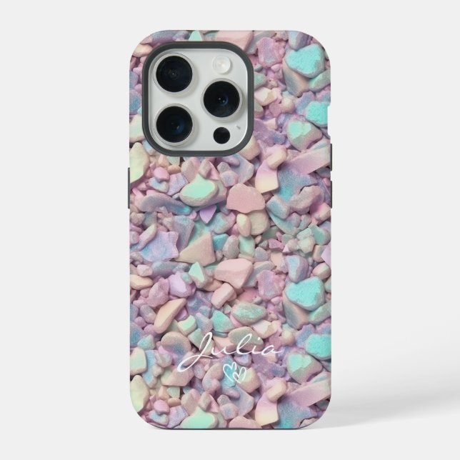 Holographic Stones Pattern Personalised iPhone Case (Back)