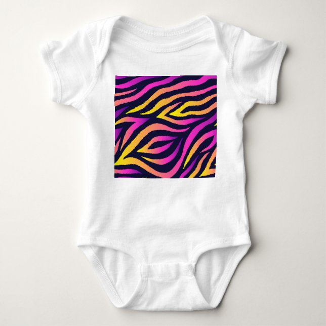 Holographic stripes, seamless futuristic pattern. baby bodysuit (Front)