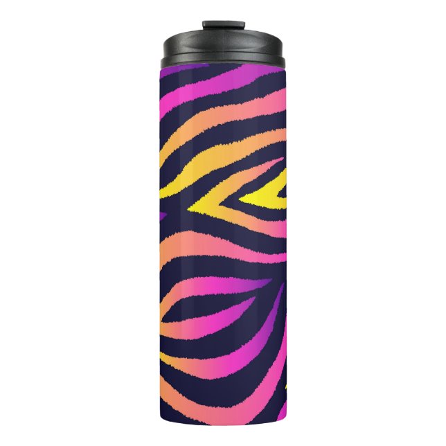 Holographic stripes, seamless futuristic pattern. thermal tumbler (Front)