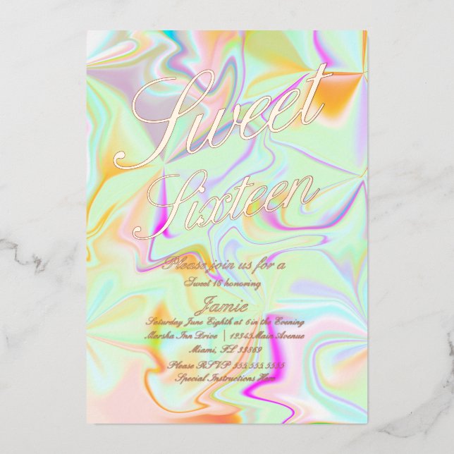 Holographic Sweet Sixteen  Liquid Gold Pressed (Front)